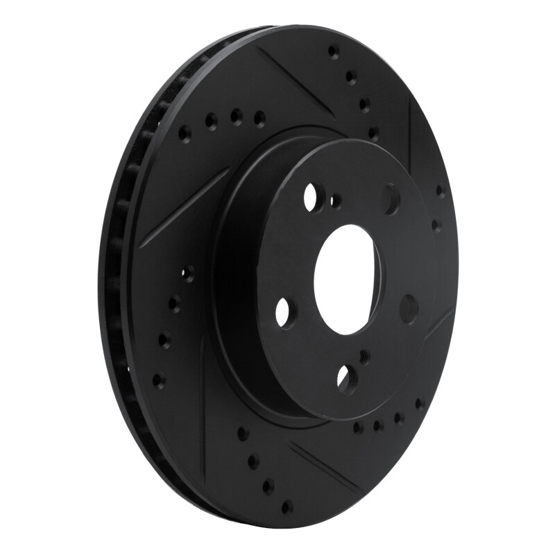 Toyota Prius Brake Rotor (1) - Front Right - R1 Concepts - Drilled & Slotted - Black - `04-`09